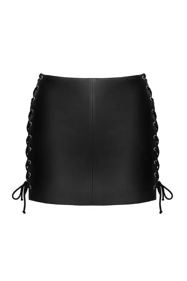 Short leather skirt