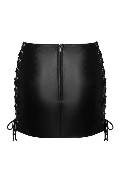 Short leather skirt