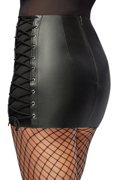 Short leather skirt