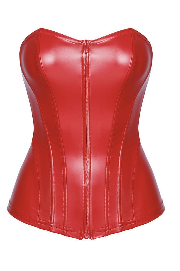 Corset wetlook F355 Mysteria rouge