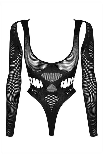 Long sleeve fishnet bodysuit