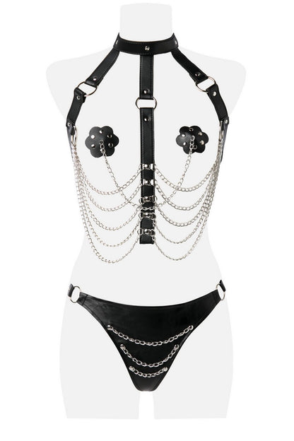 Ensemble harnais chaines & cuir - LUXURY ALLEY dessous