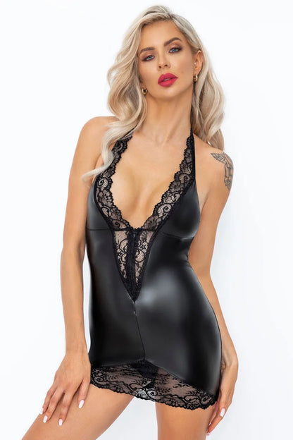 Mini-robe wetlook F283 - LUXURY ALLEY dessous